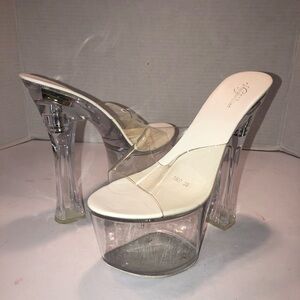 Shuzumiao Clear Dancer Light Up Platform High Heel Shoes sz 39